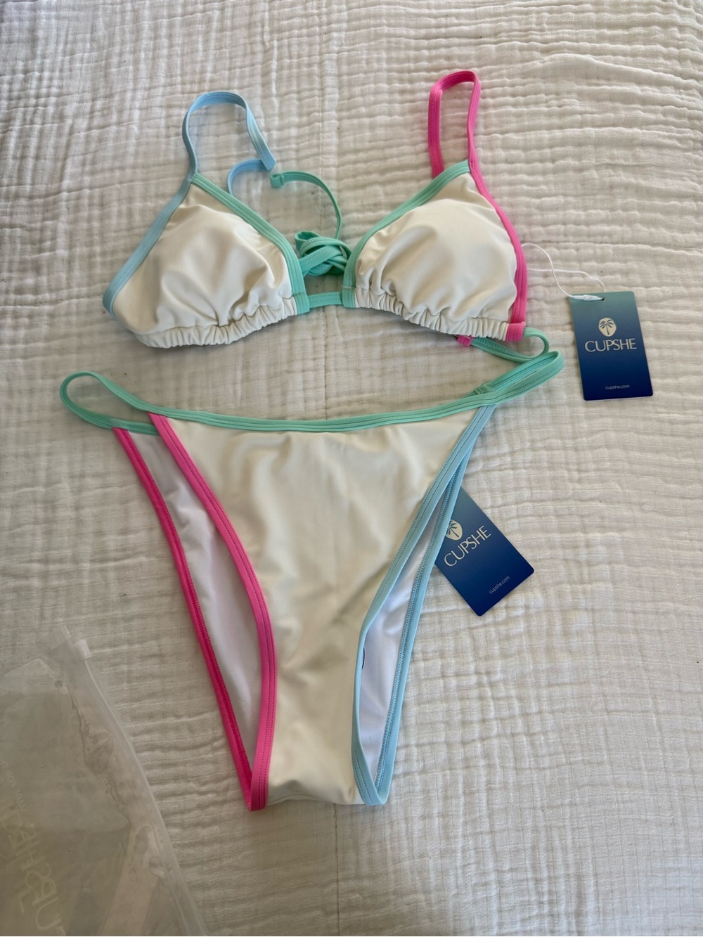 NWT CUPSHE Just the Start White Bikini Set Size Medium